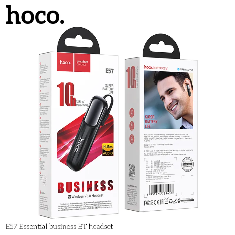 Tai nghe Bluetooth 1 tai Hoco E57 Essential thiết kế tối giản, âm thanh chuẩn HD