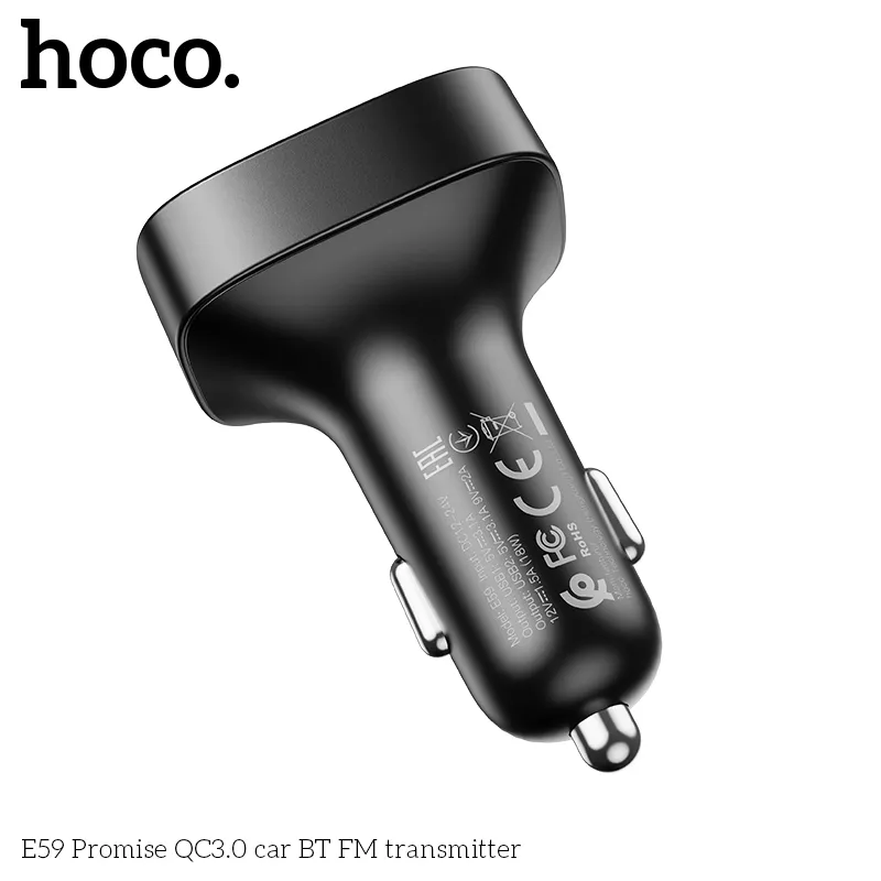 Tẩu Sạc Bluetooth Hoco E59 Promise với thiết kế ABS bền bỉ và hiện đại