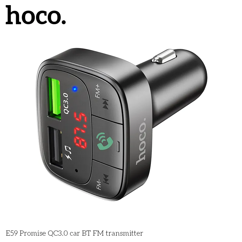 Tẩu Sạc Bluetooth Hoco E59 Promise tích hợp Bluetooth 5.0 và sạc nhanh QC3.0 hiệu quả