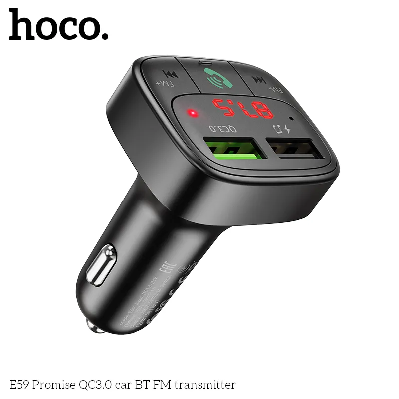 Tính năng chi tiết Tẩu Sạc Bluetooth Hoco E59 Promise hỗ trợ thẻ nhớ 32GB và Bluetooth phát nhạc