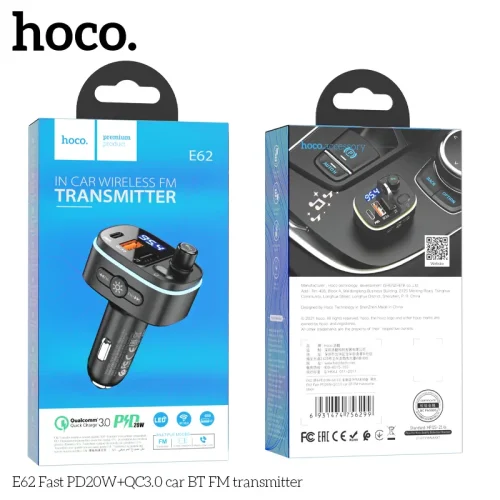 Tẩu Sạc Bluetooth Hoco E62 Fast PD20W+QC3.0 FM Transmitter