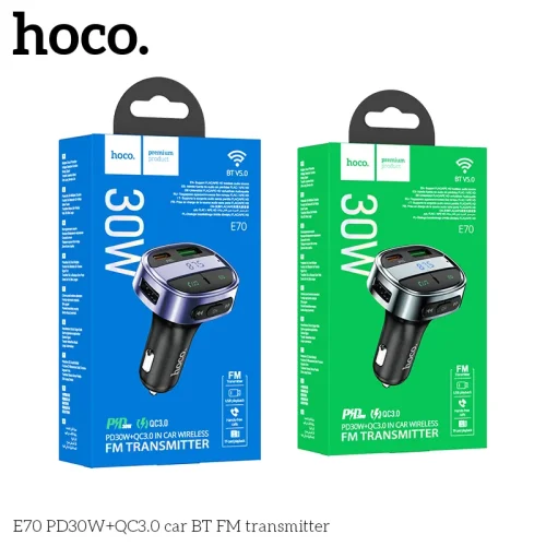 Tẩu Sạc Bluetooth Hoco E70 PD30W+QC3.0 FM Transmitter