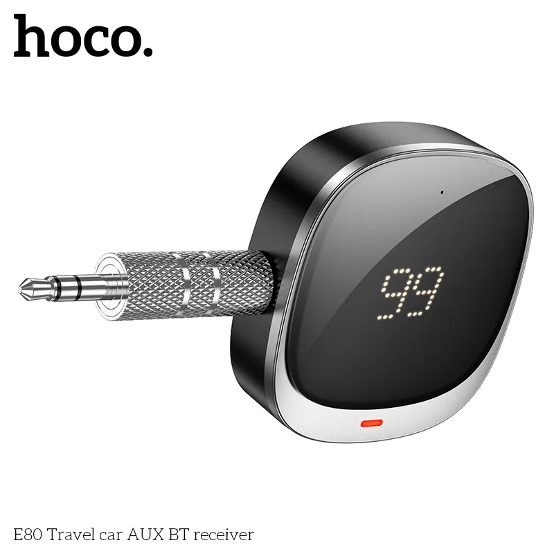 Tẩu Sạc Bluetooth Hoco E80 Travel AUX Receiver thiết kế hiện đại, dễ sử dụng