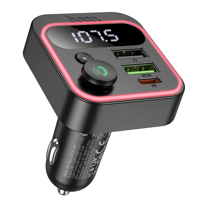 Tẩu Sạc Bluetooth Hoco E85 Tiger PD20W+QC3.0 FM Transmitter thiết kế nhỏ gọn hiện đại