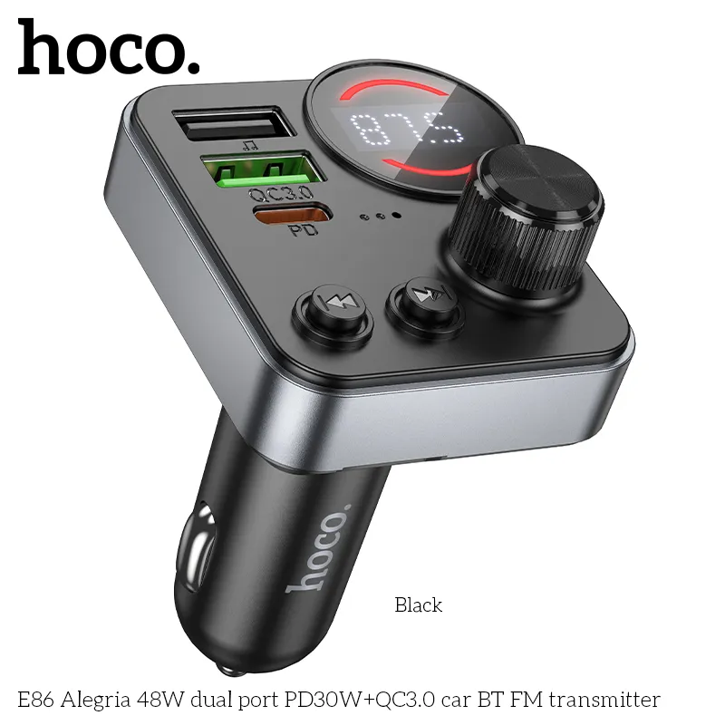 Tẩu sạc Bluetooth Hoco E86 Alegria 48W với chức năng phát FM chất lượng cao