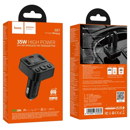 Tẩu Sạc Bluetooth Hoco E87 Delta 35W (1A1C) FM Transmitter