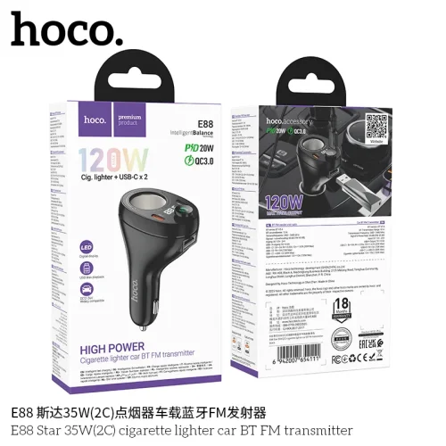 Tẩu Sạc Bluetooth Hoco E88 Star 35W (2C) FM Transmitter