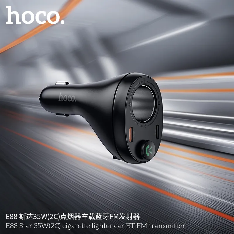 Tẩu Sạc Bluetooth Hoco E88 Star 35W (2C) FM Transmitter với thiết kế hiện đại và đa năng