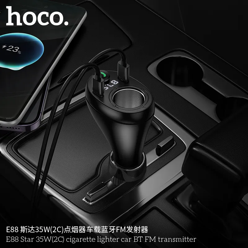 Tẩu Sạc Bluetooth Hoco E88 Star 35W thiết kế nhỏ gọn, sang trọng và tiện dụng