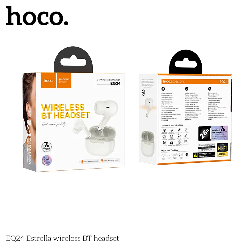 Tai nghe Bluetooth TWS Hoco EQ24 – Estrella với thiết kế hiện đại, chuẩn kết nối Bluetooth 5.4