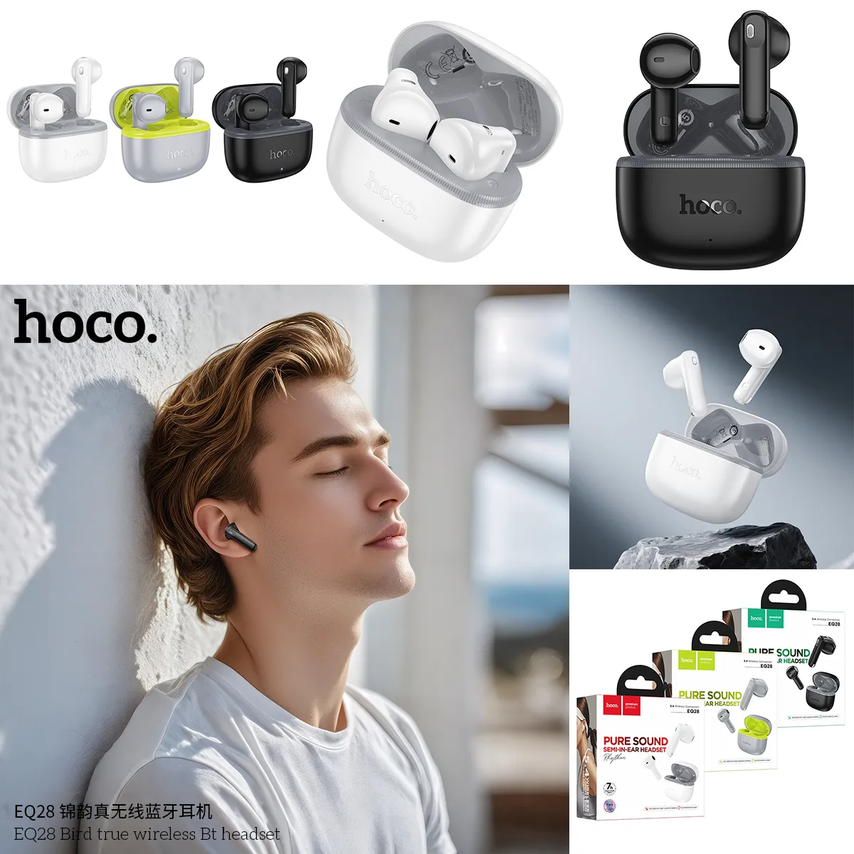 Kích thước Tai nghe Bluetooth Hoco EQ28 – Bird 52x48x27.5mm, trọng lượng 46.5g