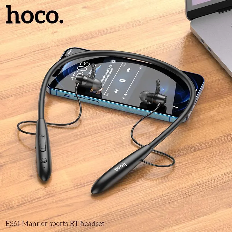 Kích thước tai nghe Bluetooth Hoco ES61 Manner nhỏ gọn, dây dài 85cm, trọng lượng chỉ 22g dễ dàng mang theo