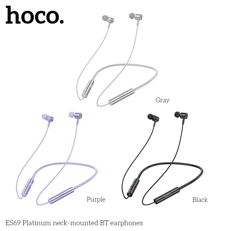 Thiết kế tai nghe Hoco ES69 Platinum với kiểu dáng cổ điển neck-mounted chắc chắn