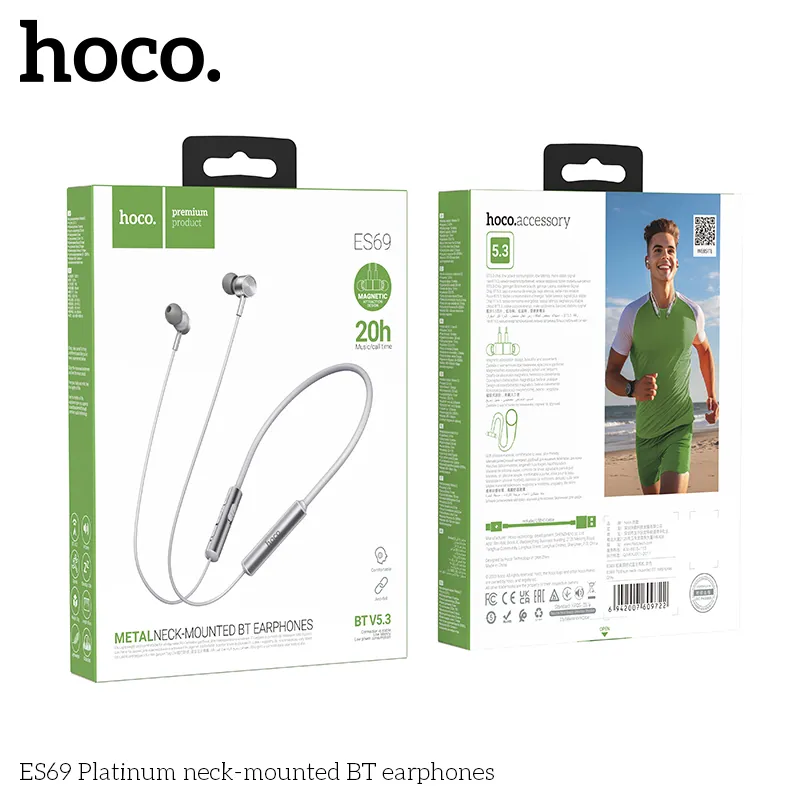 Đóng gói tai nghe Bluetooth Hoco ES69 Platinum bao bì chuyên nghiệp bảo vệ sản phẩm