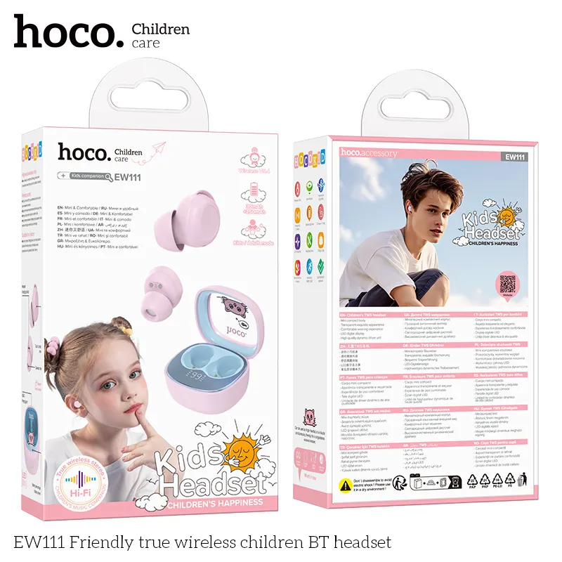 Kích thước tai nghe Hoco EW111 nhỏ, nhẹ, phù hợp cho trẻ em sử dụng thoải mái