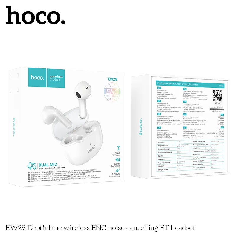 Tính năng Bluetooth 5.3, mic kép ENC giảm ồn tai nghe TWS Hoco EW29 Depth