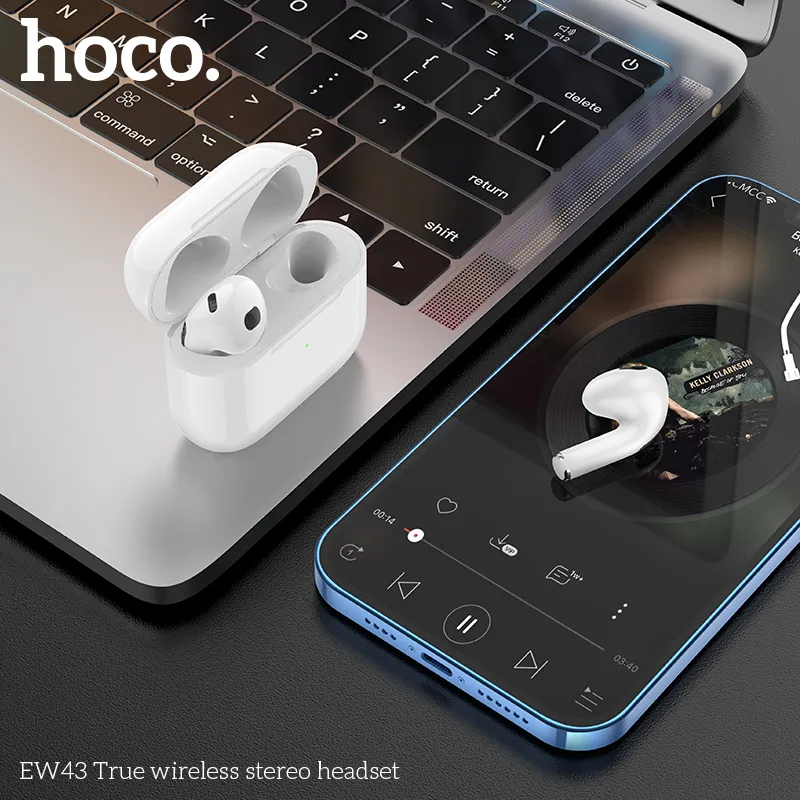 Kích thước nhỏ gọn 54,2*46,2*21,4mm, trọng lượng 46g của tai nghe Bluetooth TWS Hoco EW43
