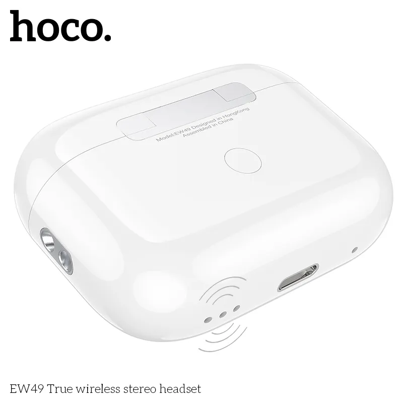 Thiết kế tai nghe Bluetooth Hoco EW49 năng động, màu trắng tinh tế