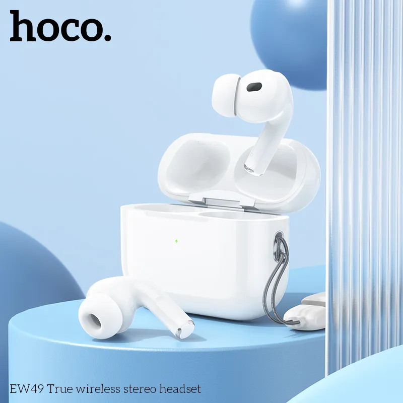 Đóng gói sản phẩm tai nghe Hoco EW49 kèm dây đeo, hộp nhỏ gọn