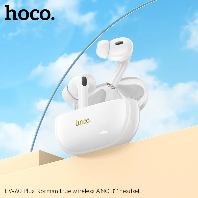 Đóng gói sản phẩm Hoco EW60 Plus Norman ANC đầy đủ hộp sạc dung lượng 300mAh bảo vệ tai nghe tốt