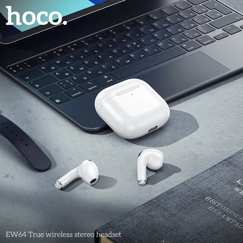 Thiết kế thời trang tai nghe Hoco EW64 màu đen bóng tinh tế
