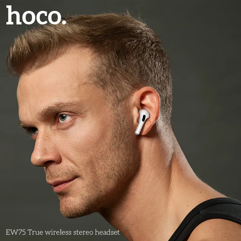Đóng gói Tai nghe Bluetooth TWS Hoco EW75 hộp sạc tiện lợi, trọng lượng nhẹ