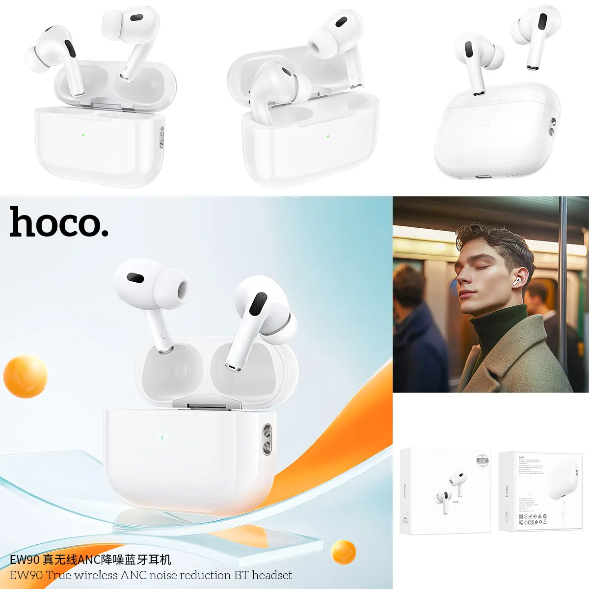 Kích thước tai nghe Hoco EW90 nhỏ gọn 60.6x45.2x21.7mm, trọng lượng 57.6g