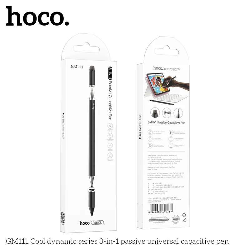 Bút cảm ứng Hoco GM111 với thiết kế hợp kim nhôm sang trọng, nhẹ nhàng và cầm chắc tay