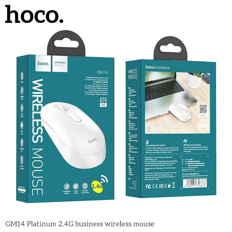 Chuột Không Dây Hoco GM14 Platinum thiết kế tiện dụng, vừa tay người dùng