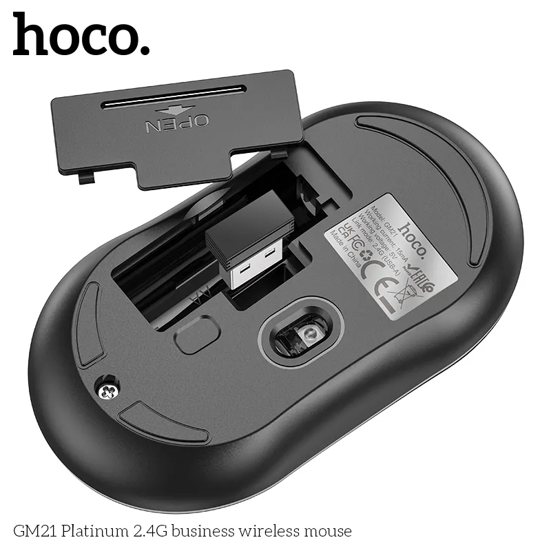 Chuột Không Dây Hoco GM21 Platinum 2.4G Business đóng gói đầy đủ phụ kiện và bảo hành 12 tháng