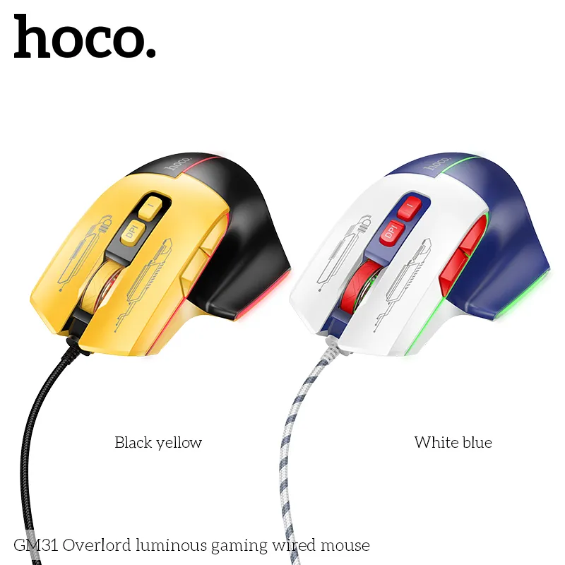 Chuột gaming Hoco GM31 với thiết kế ergonomic tinh tế bền bỉ
