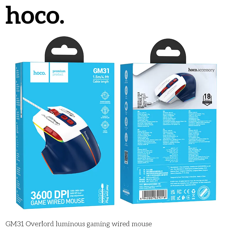 Chuột Hoco GM31 công năng đa dạng 7 nút điều chỉnh DPI chính xác