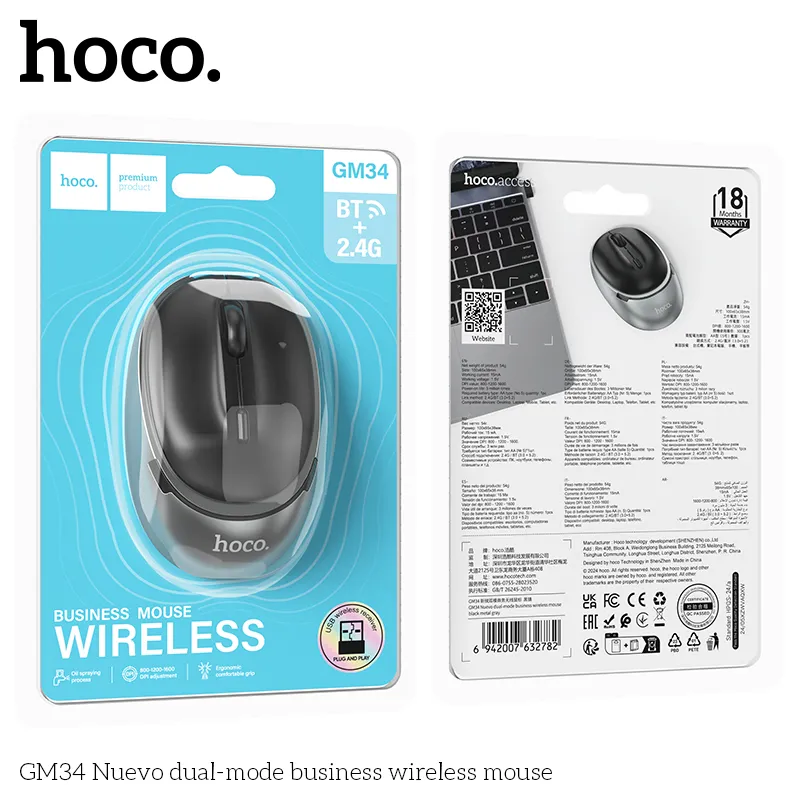 Chuột Không Dây Hoco GM34 Nuevo Dual-mode thiết kế hiện đại tiện dụng