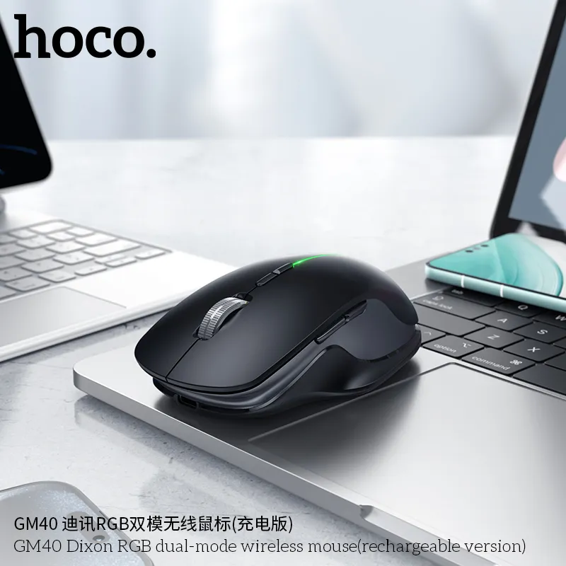 Chuột Không Dây Hoco GM40 Dixon RGB Dual-mode (Sạc lại) thiết kế nhỏ gọn hiện đại