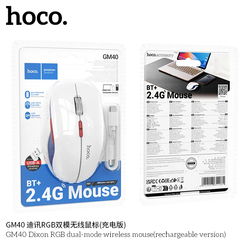Chuột không dây Hoco GM40 đa chế độ kết nối 2.4G và Bluetooth