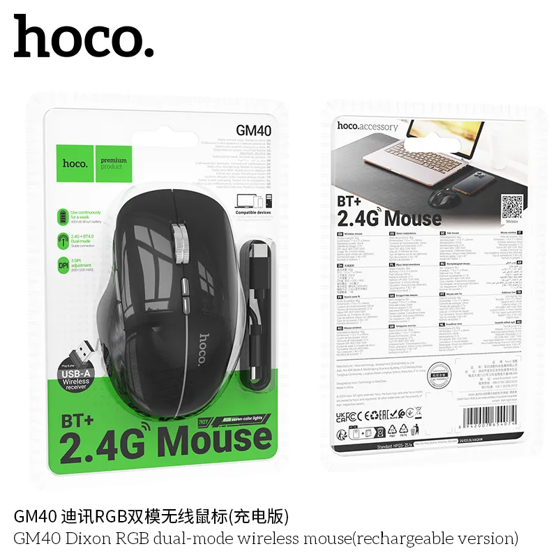 Đóng gói tiện lợi đầy đủ phụ kiện Hoco GM40