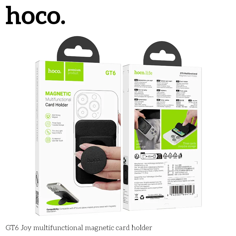 Ví đa năng Hoco GT6 Joy từ tính chất liệu PU sợi nhỏ, nhỏ gọn tiện lợi