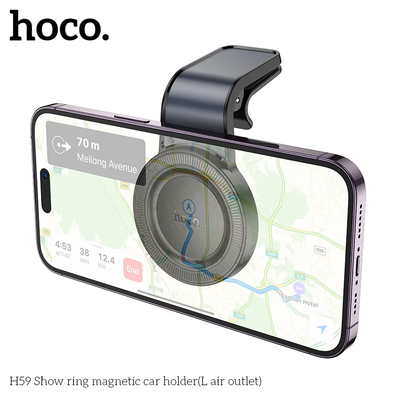 Giá Đỡ Ô Tô Hoco H59 Show Ring (L Air Outlet) thiết kế tiện lợi, dễ sử dụng, phù hợp mọi ô tô
