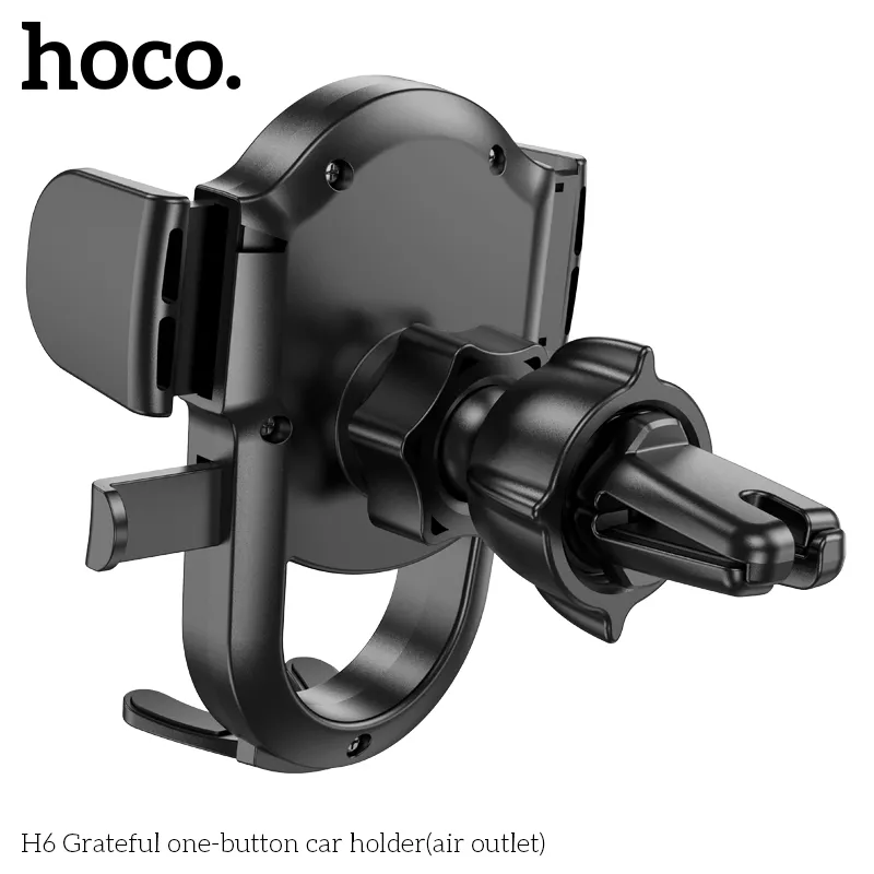 Giá Đỡ Ô Tô Hoco H6 Grateful One-button (Air Outlet) thiết kế chắc chắn dễ sử dụng phù hợp mọi loại điện thoại