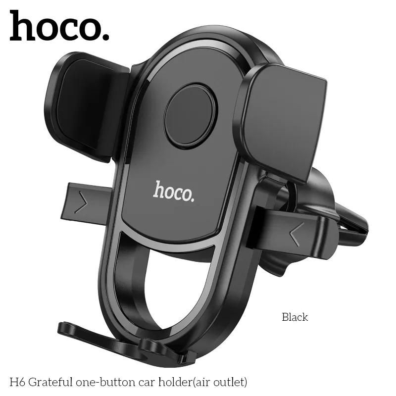Giá Đỡ Ô Tô Hoco H6 Grateful One-button (Air Outlet) với thiết kế hiện đại, nhỏ gọn, dễ lắp đặt trên lỗ thông hơi xe hơi