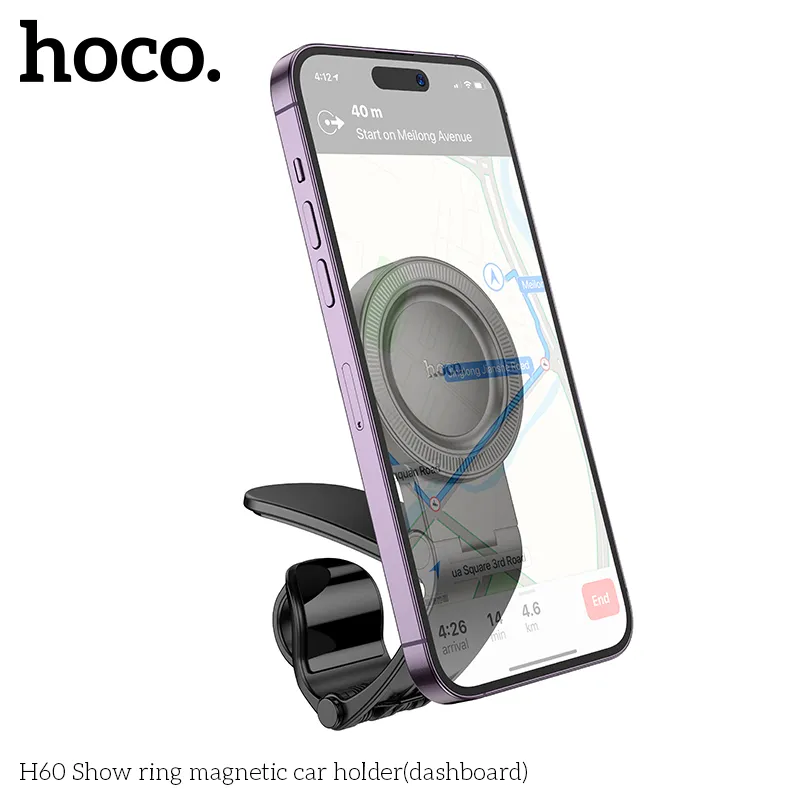 Giá Đỡ Ô Tô Hoco H60 Show Ring kiểu dáng hiện đại, nhỏ gọn phù hợp mọi nội thất xe