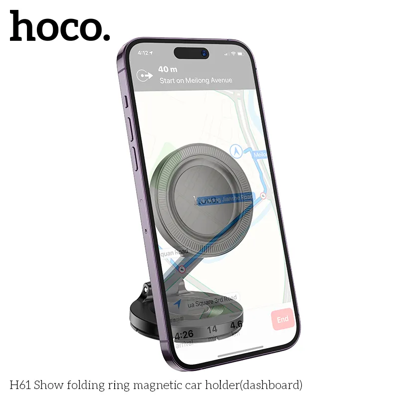 Giá Đỡ Ô Tô Hoco H61 Show Folding Ring thiết kế gọn nhẹ tiện dụng trên bảng điều khiển ô tô