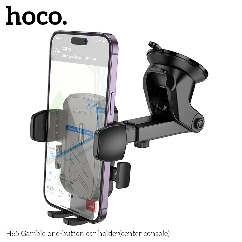 Giá đỡ Hoco H65 với công năng kẹp chắc điện thoại từ 4,5 đến 7 inch trên bảng điều khiển ô tô
