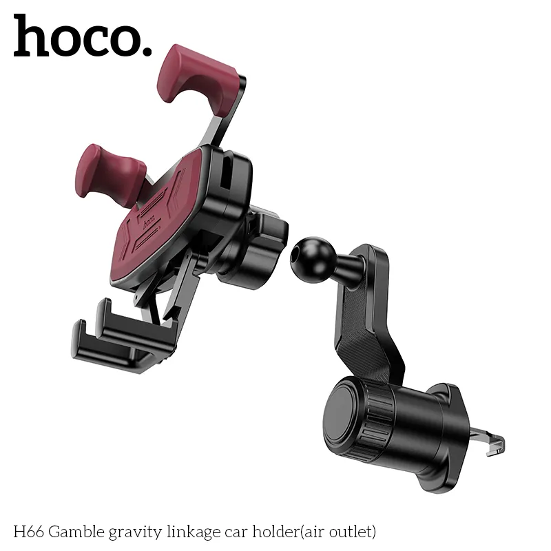 Giá Đỡ Ô Tô Hoco H66 Gamble Gravity Linkage (Air Outlet) thiết kế thông minh kẹp chắc chắn điện thoại