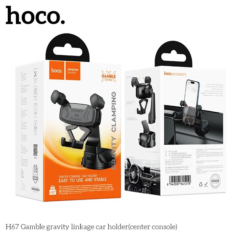 Giá Đỡ Ô Tô Hoco H67 Gamble Gravity Linkage kiểu dáng sang trọng, dễ lắp đặt