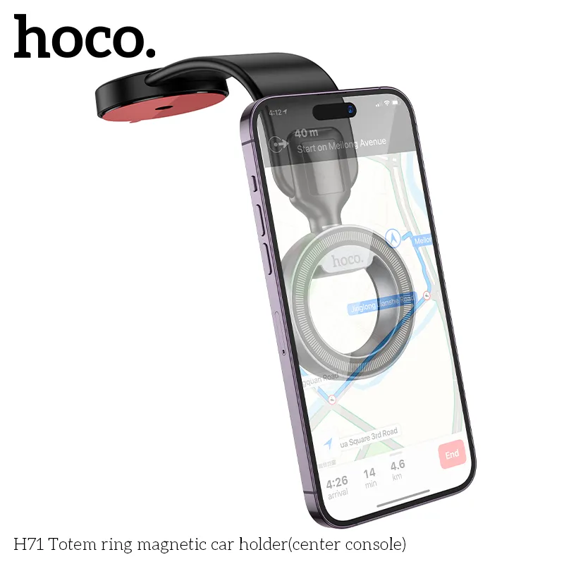 Giá Đỡ Ô Tô Hoco H71 Totem Ring kiểu dáng hiện đại, chất liệu ABS+TPU bền bỉ