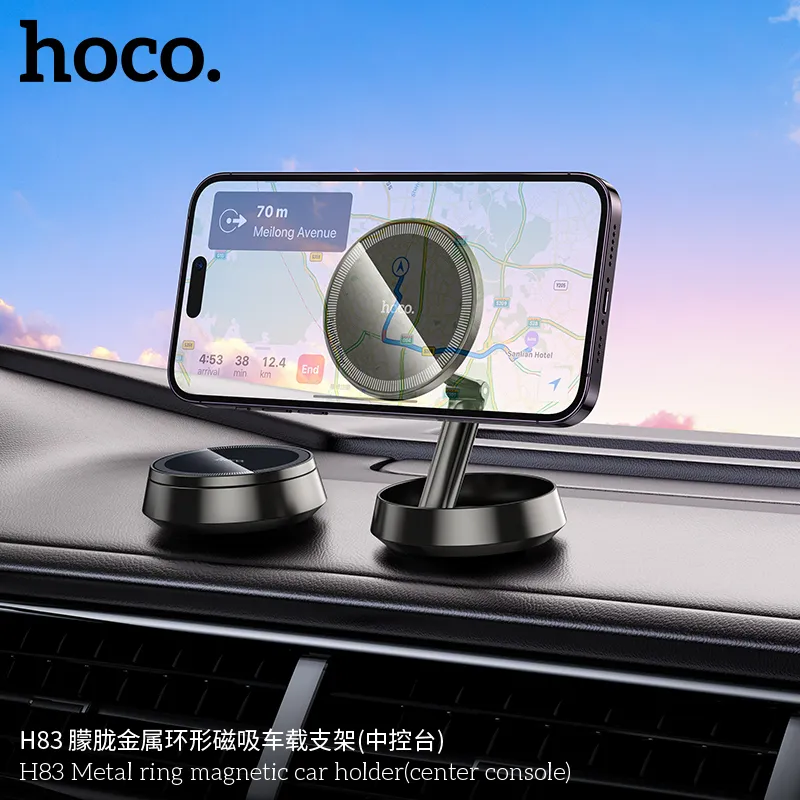 Giá Đỡ Ô Tô Hoco H83 Metal Ring thiết kế kim loại chắc chắn, phù hợp bảng điều khiển trung tâm ô tô