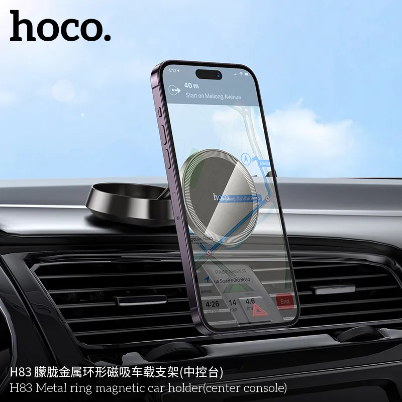Giá Đỡ Ô Tô Hoco H83 Metal Ring giữ điện thoại chắc chắn, phù hợp nhiều kích thước 4.5-7 inch
