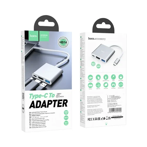 Bộ Chuyển Đổi Hoco HB14 Easy use Type-C adapter Type-C to USB3.0+HDTV+PD