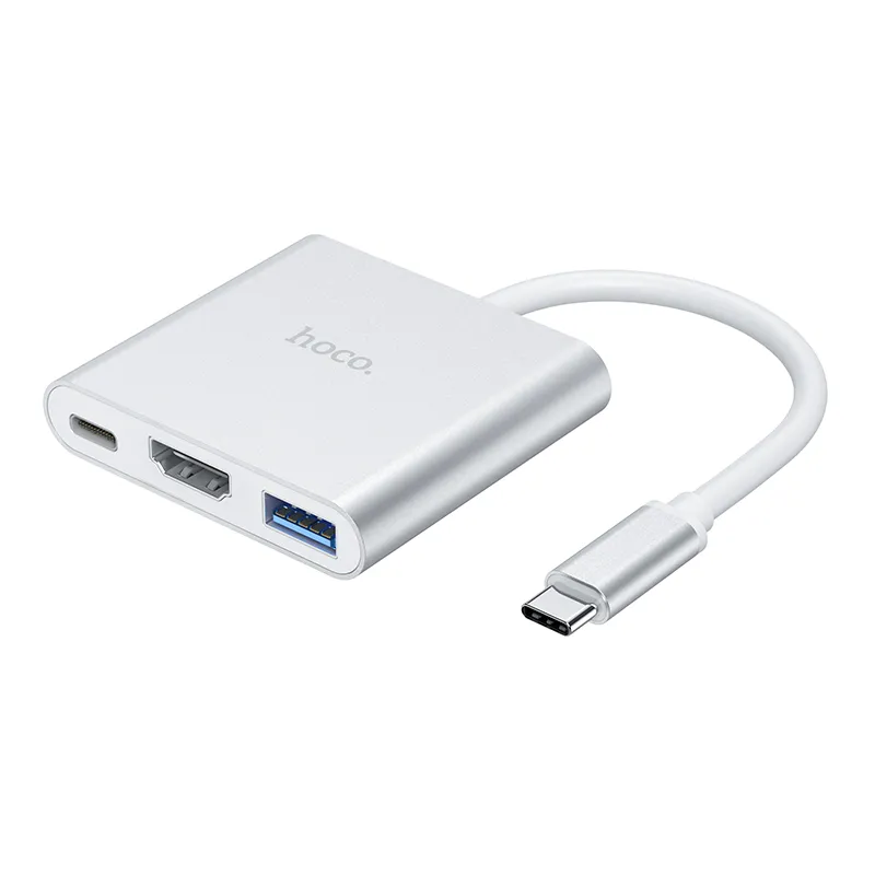 Bộ chuyển đổi Hoco HB14 Easy use Type-C adapter với thiết kế nhỏ gọn, tích hợp USB3.0, HDMI, PD tiện lợi
